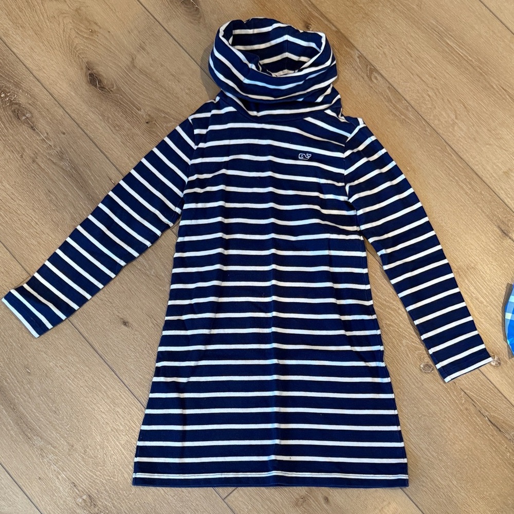 VINEYARD VINES - Striped Navy and White Girl’s Dress - small